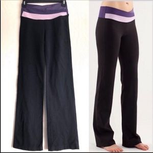 Lululemon Astro Pants size 4 in black with purple and lilac / pink waist